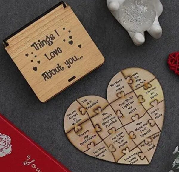 Things I Love About You – Wooden Heart Puzzle Gift